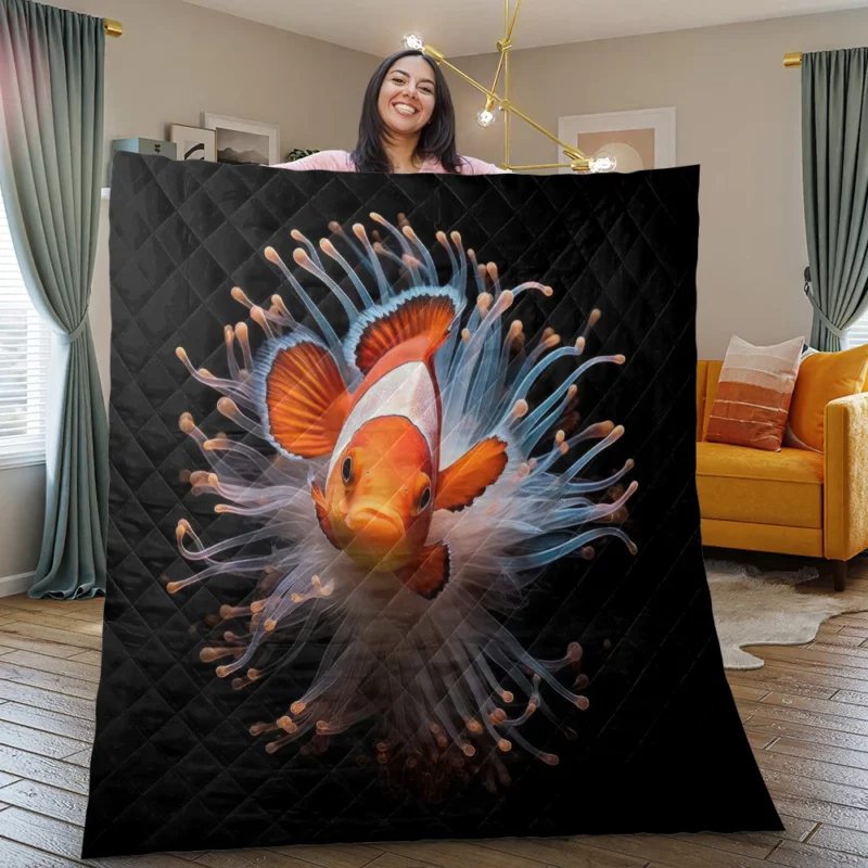 Beautiful Underwater Clownfish Quilt Blanket