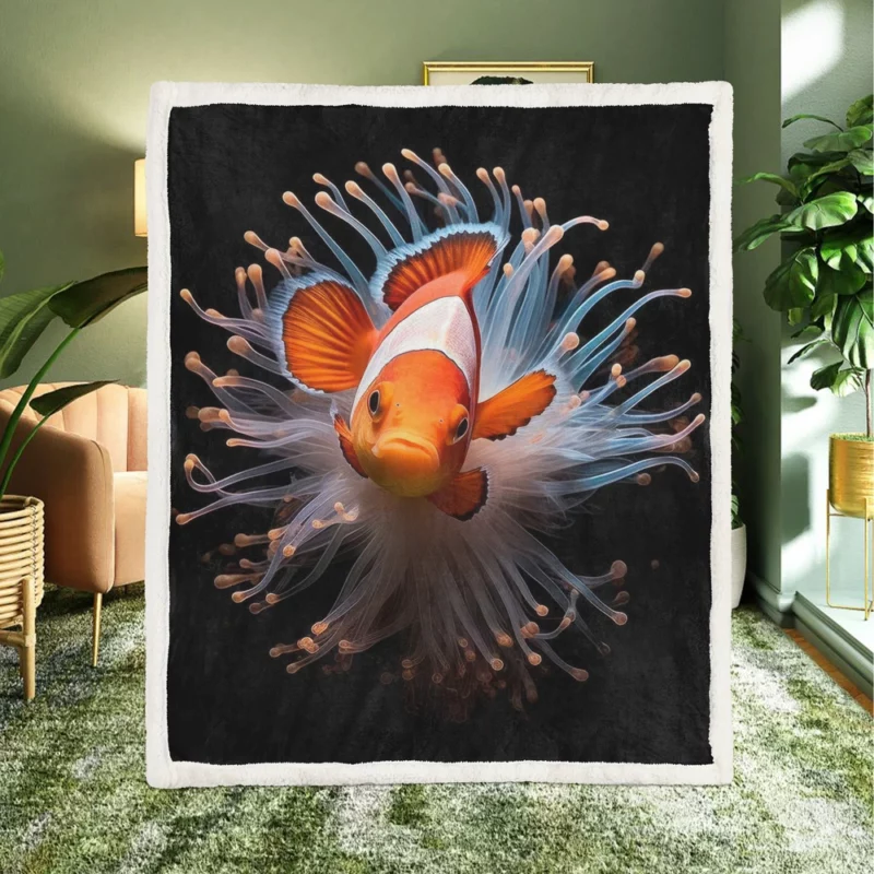 Beautiful Underwater Clownfish Sherpa Fleece Blanket