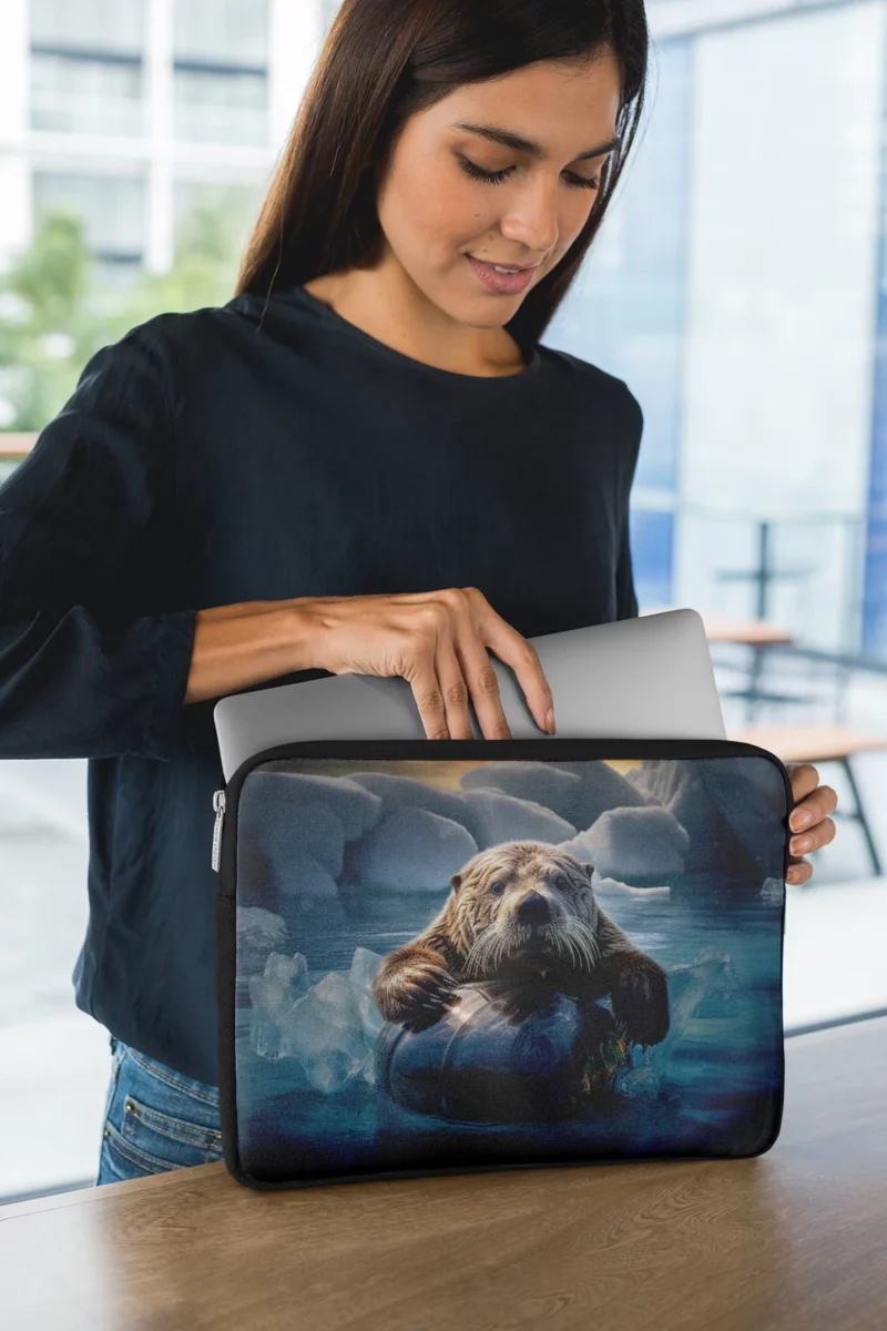 Beaver on Ice Float Painting Laptop Sleeve 1
