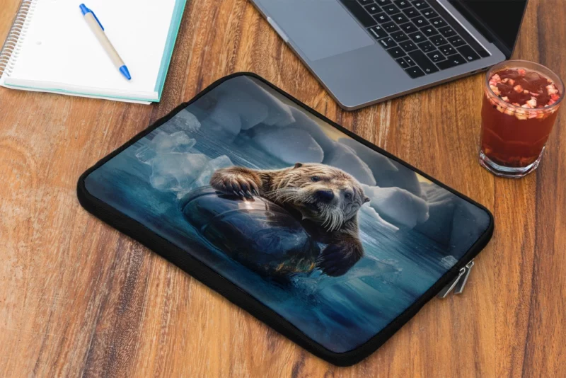 Beaver on Ice Float Painting Laptop Sleeve 2
