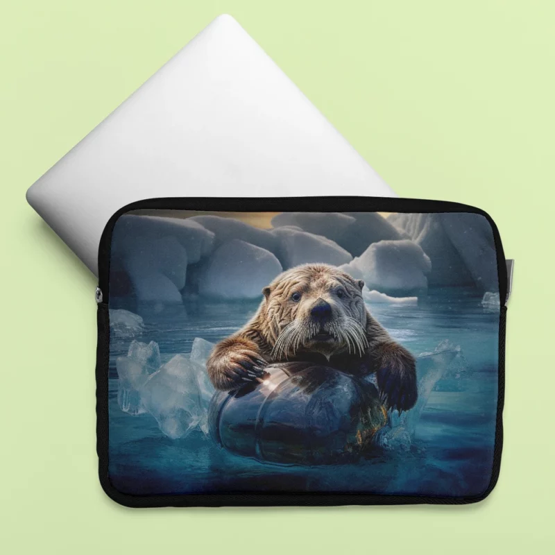 Beaver on Ice Float Painting Laptop Sleeve