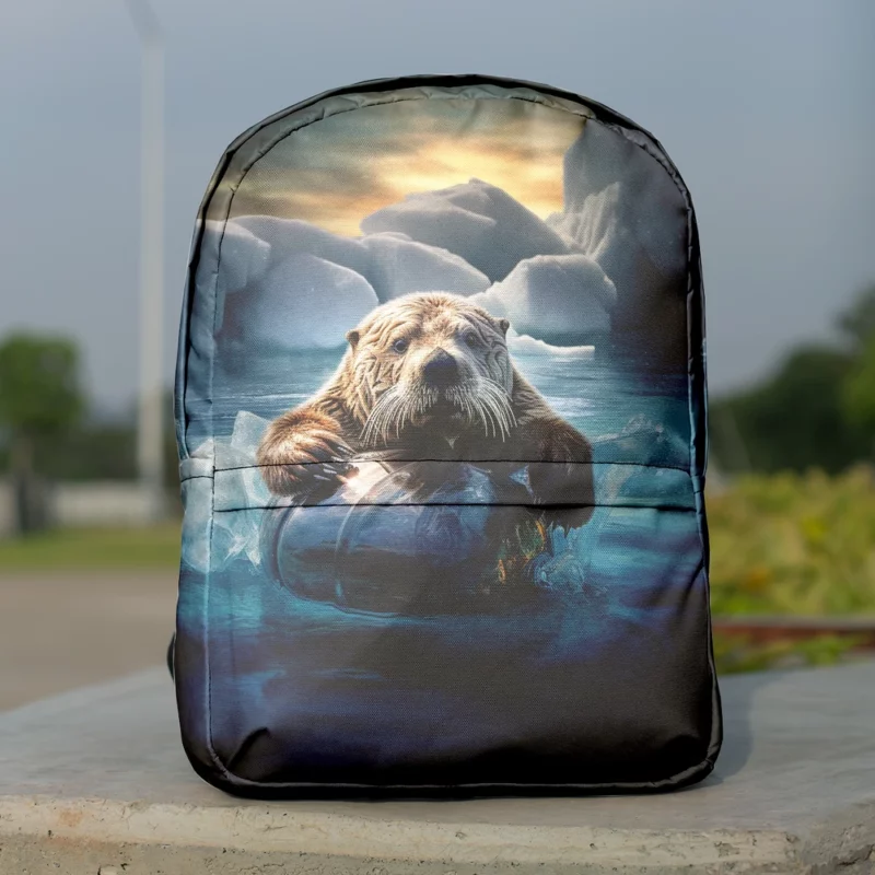 Beaver on Ice Float Painting Minimalist Backpack