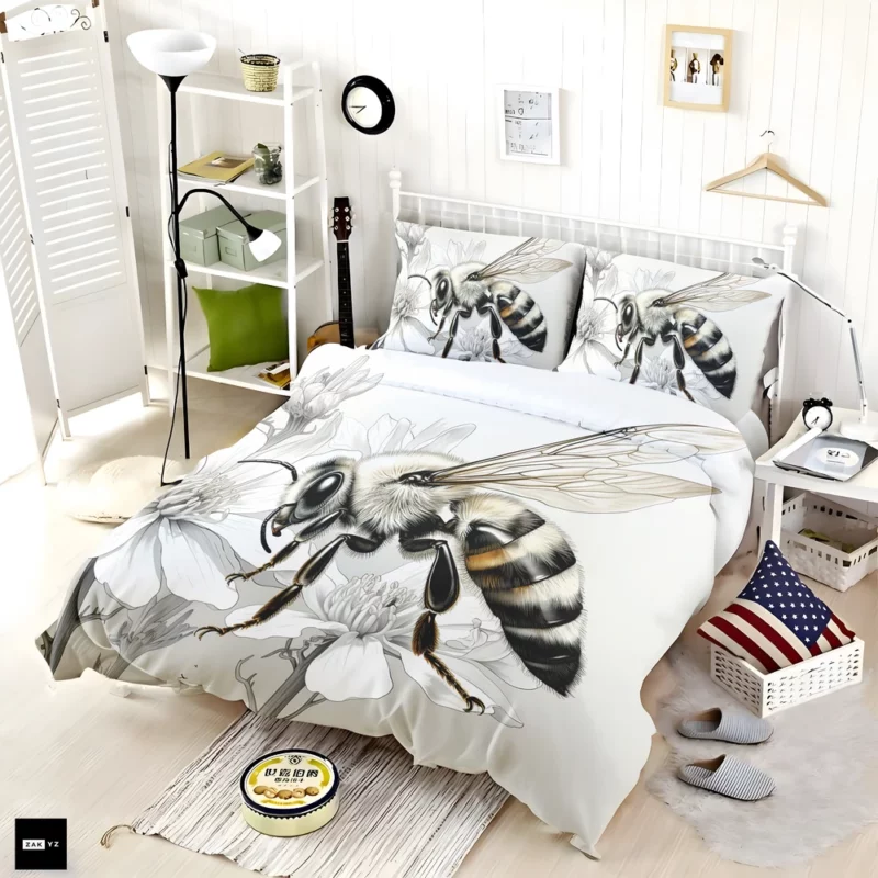 Bee Portrait with Label Bedding Set