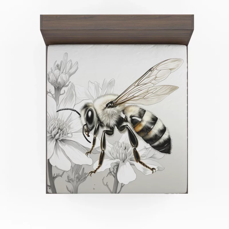 Bee Portrait with Label Fitted Sheet