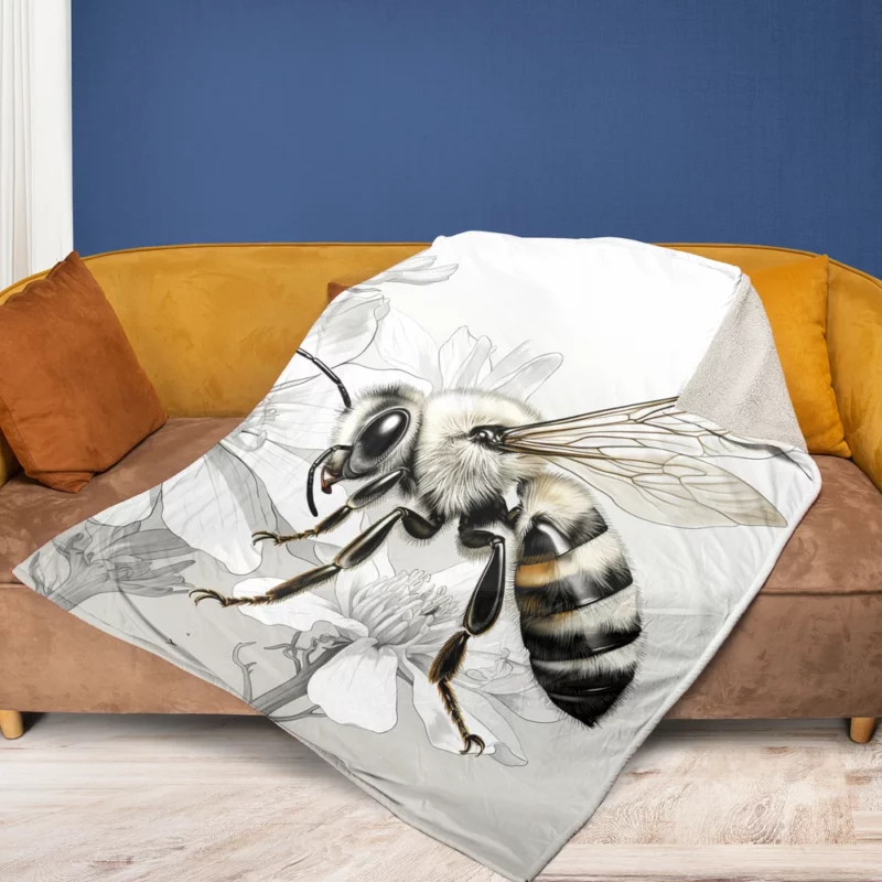 Bee Portrait with Label Fleece Blanket 1