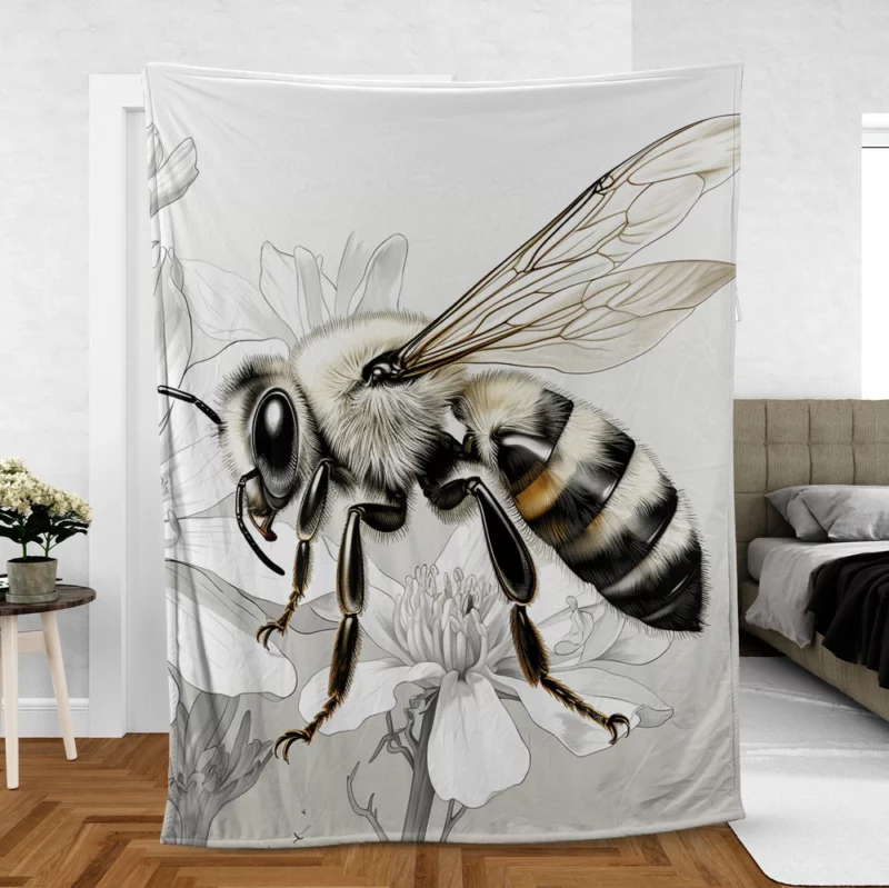 Bee Portrait with Label Fleece Blanket