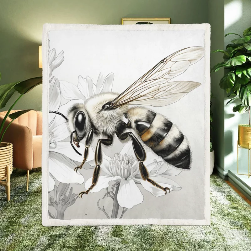 Bee Portrait with Label Sherpa Fleece Blanket