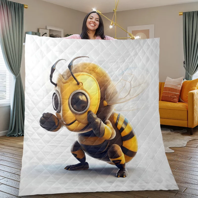 Bee With Headphones Quilt Blanket