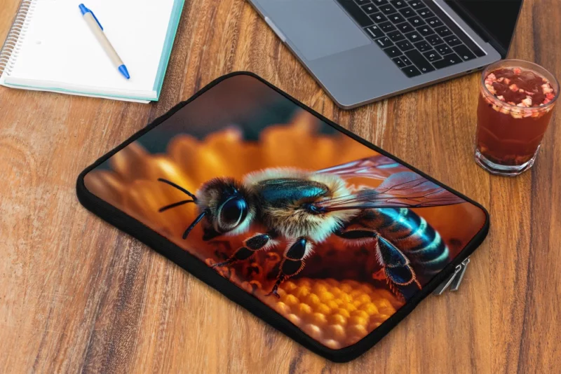 Bee on Blue Flower Laptop Sleeve 2