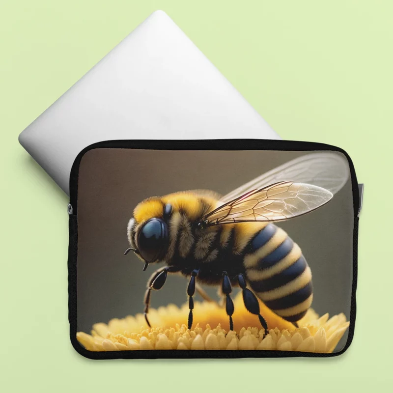 Bee on Dark Background Laptop Sleeve