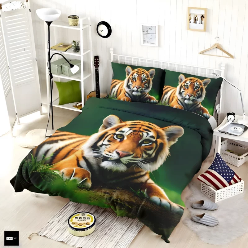 Bengal Tiger Laying in Grass Bedding Set