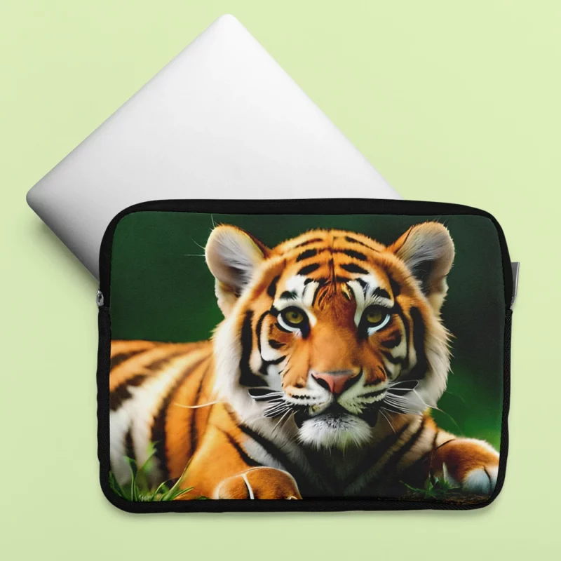 Bengal Tiger Laying in Grass Laptop Sleeve