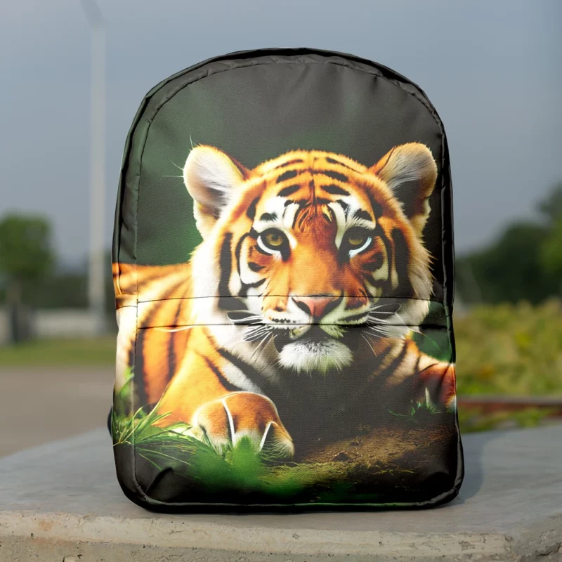 Bengal Tiger Laying in Grass Minimalist Backpack