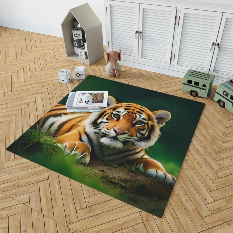 Bengal Tiger Laying in Grass Rug 1