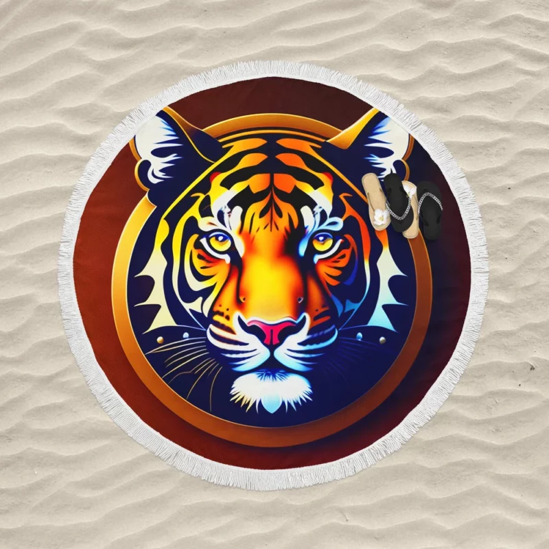 Bengal Tiger Logo Round Beach Towel