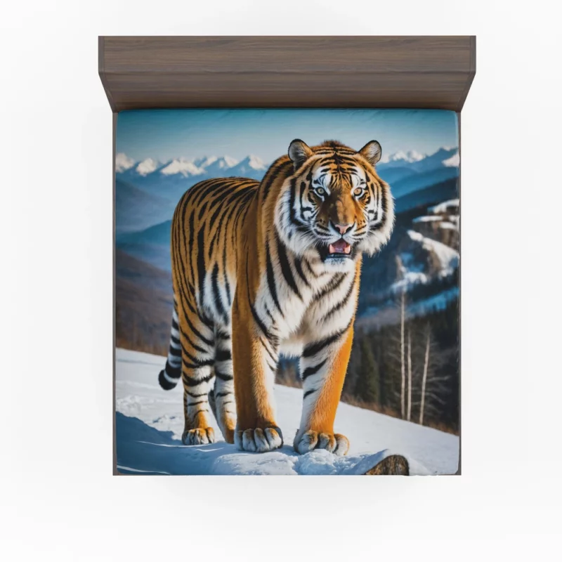 Bengal Tiger Running Through Forest Fitted Sheet