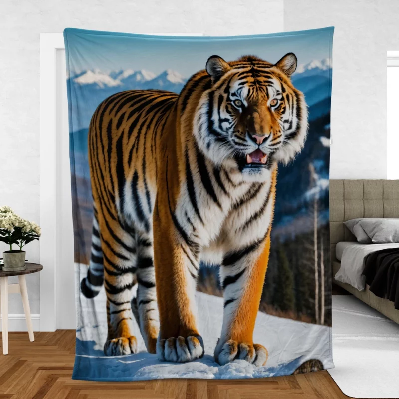 Bengal Tiger Running Through Forest Fleece Blanket