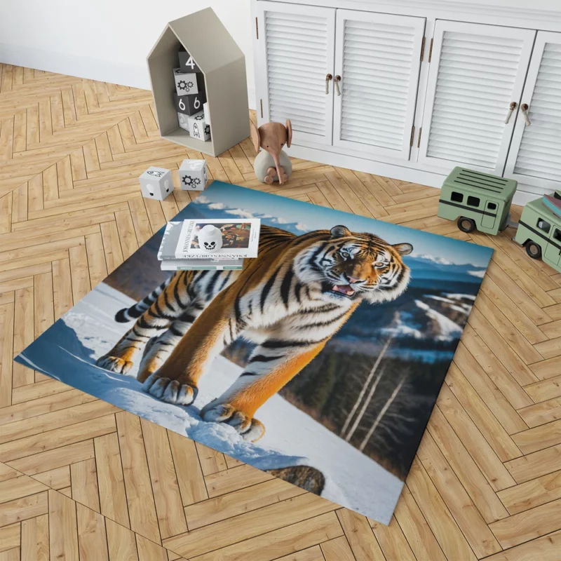 Bengal Tiger Running Through Forest Rug 1