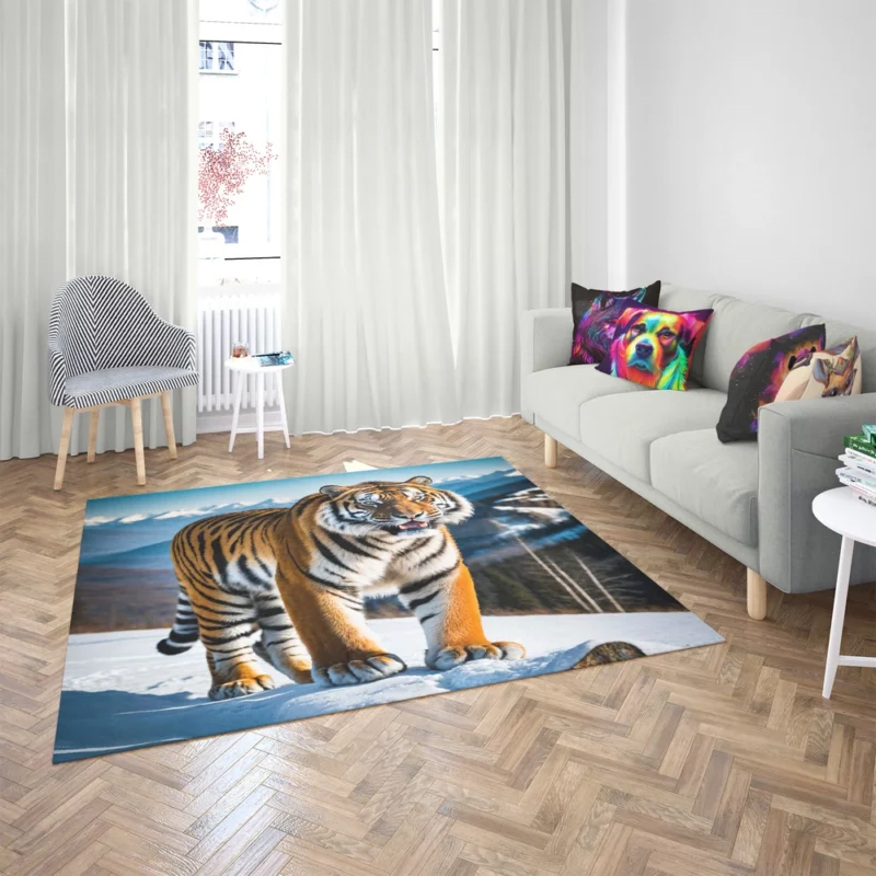 Bengal Tiger Running Through Forest Rug 2