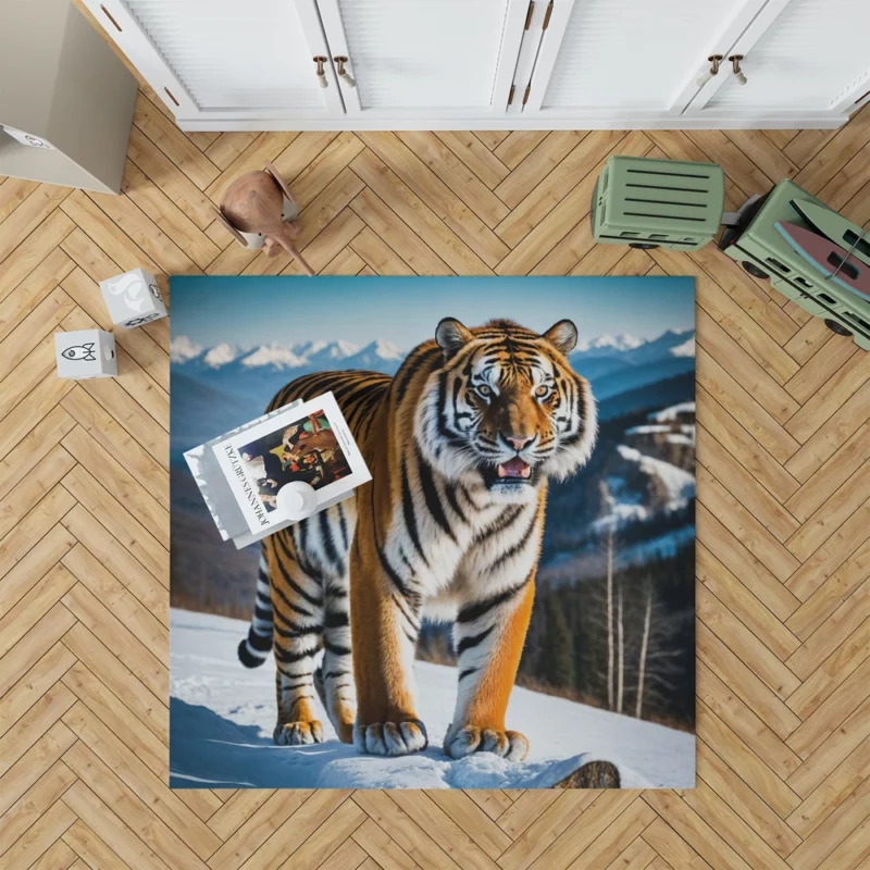 Bengal Tiger Running Through Forest Rug