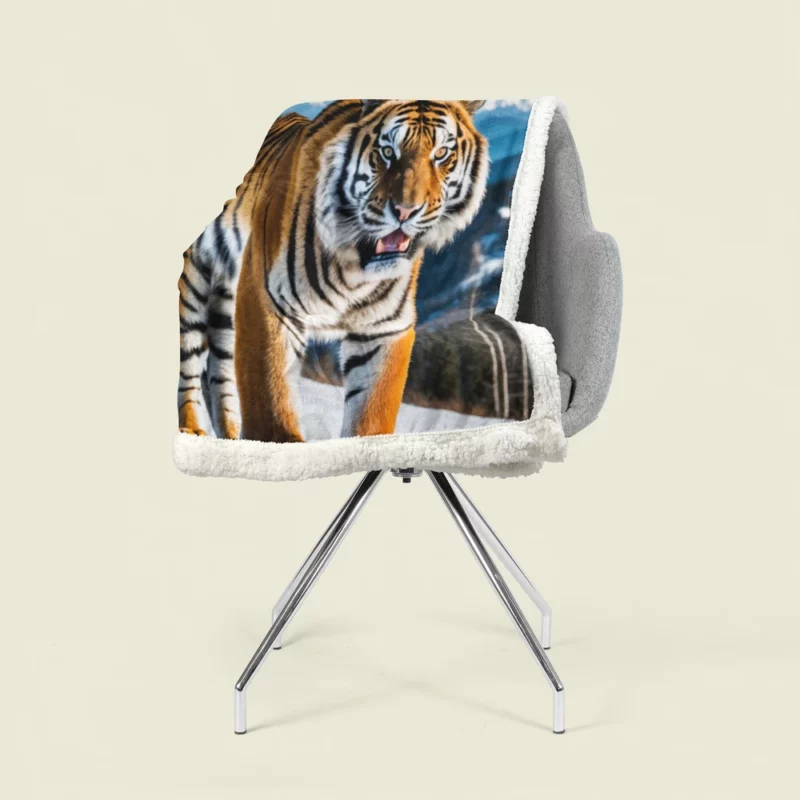 Bengal Tiger Running Through Forest Sherpa Fleece Blanket 1