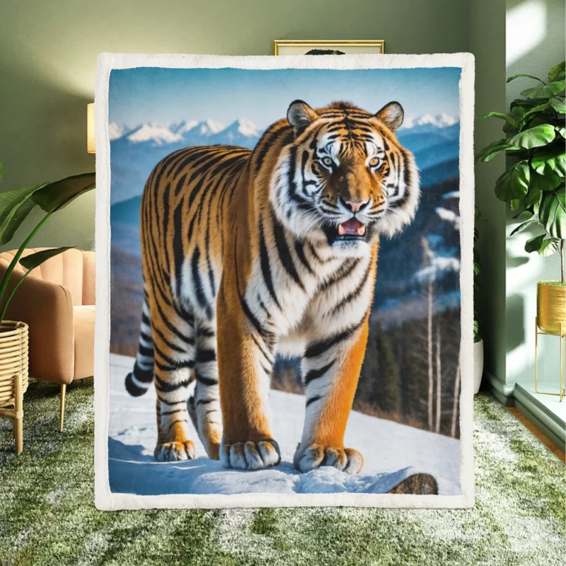 Bengal Tiger Running Through Forest Sherpa Fleece Blanket