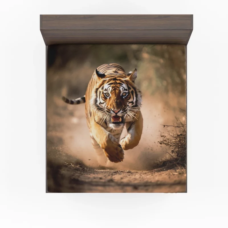 Bengal Tiger Running Through Woods Fitted Sheet