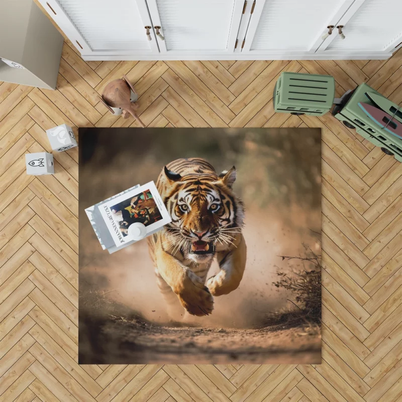 Bengal Tiger Running Through Woods Rug