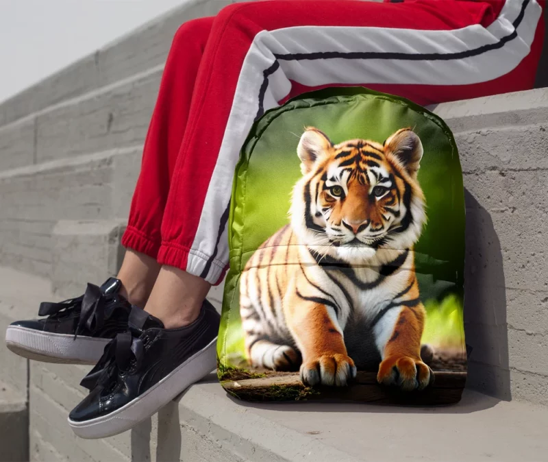 Bengal Tiger Sitting on Log Minimalist Backpack 1