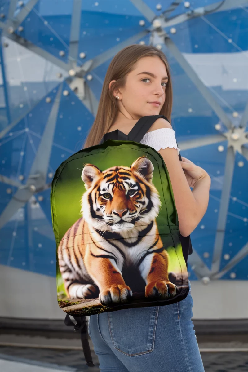 Bengal Tiger Sitting on Log Minimalist Backpack 2