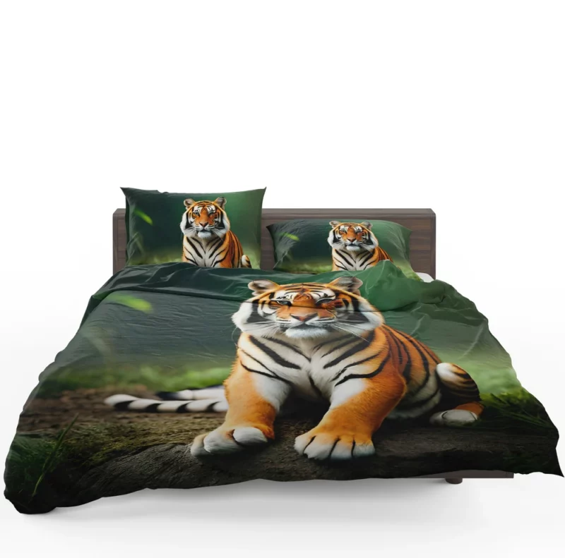 Bengal Tiger Sitting on Rock Bedding Set 1