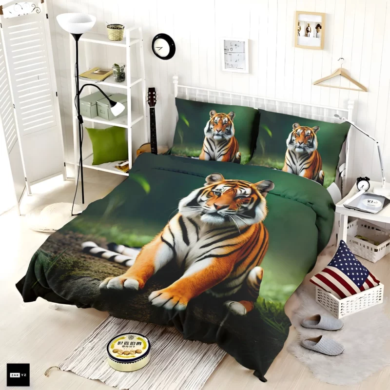 Bengal Tiger Sitting on Rock Bedding Set