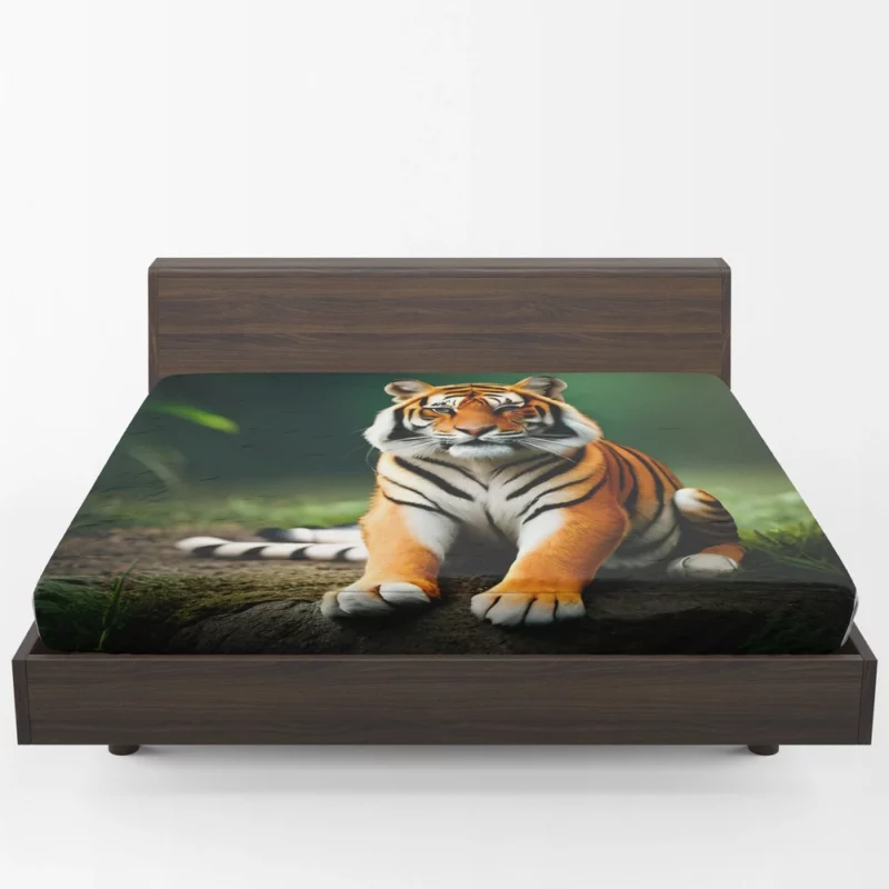 Bengal Tiger Sitting on Rock Fitted Sheet 1