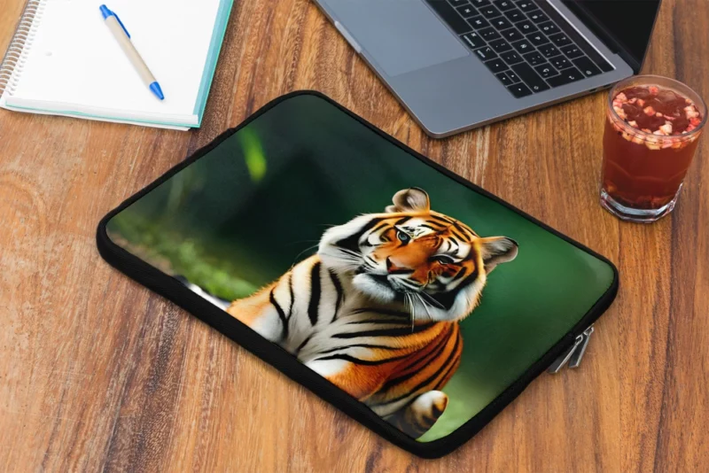 Bengal Tiger Sitting on Rock Laptop Sleeve 2