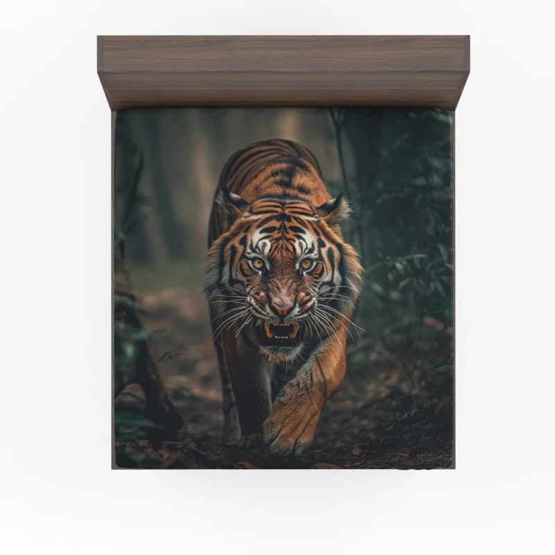 Bengal Tiger Walking Through Woods Fitted Sheet