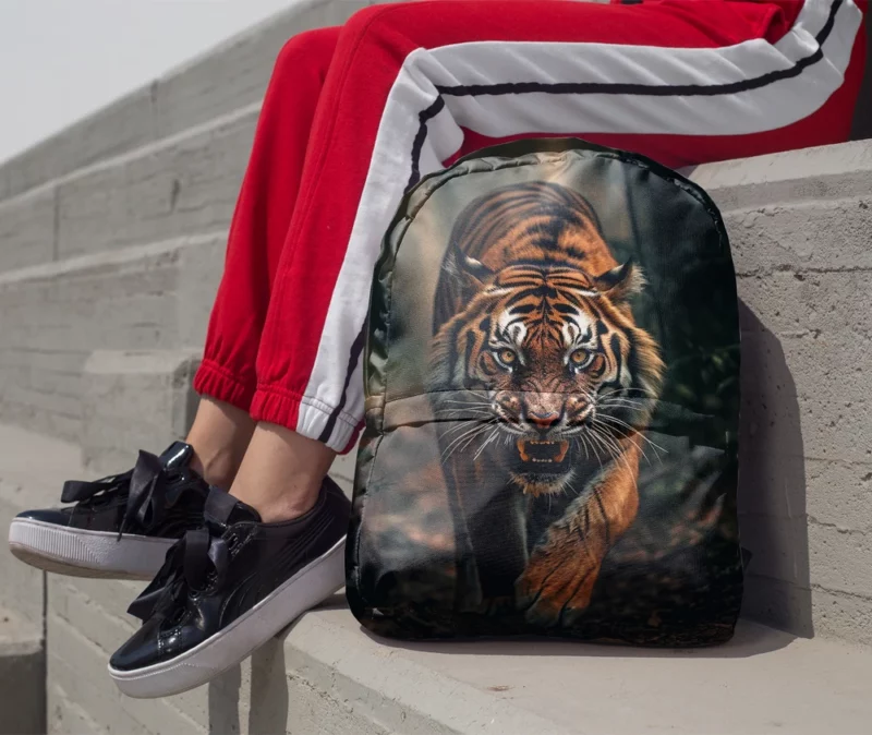 Bengal Tiger Walking Through Woods Minimalist Backpack 1