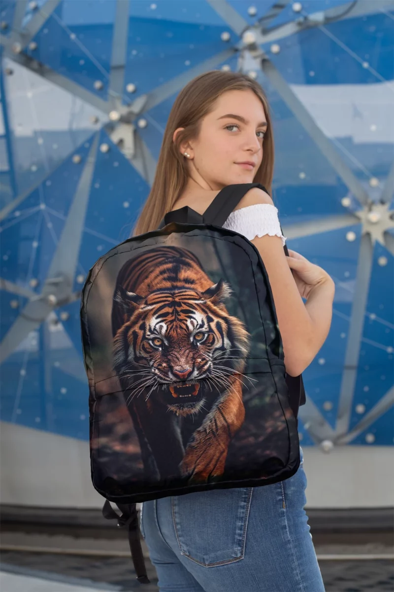 Bengal Tiger Walking Through Woods Minimalist Backpack 2