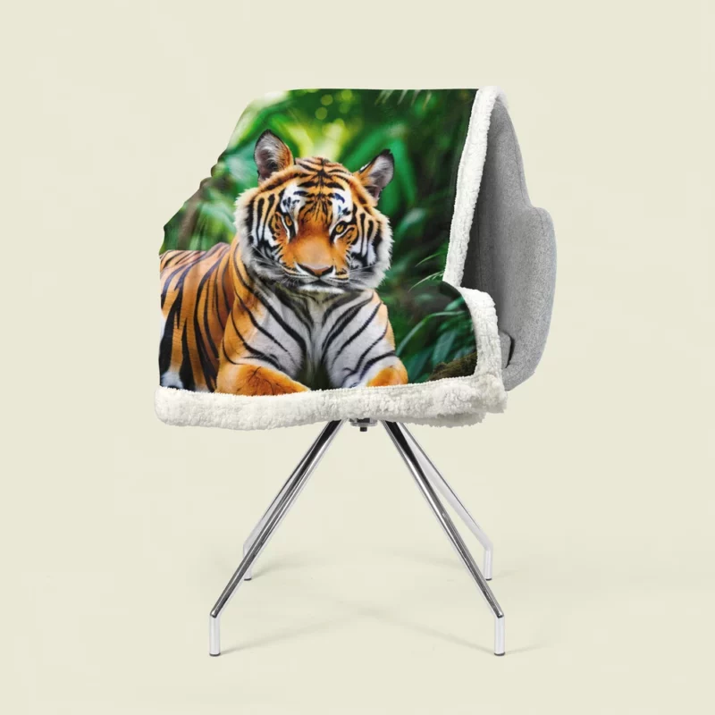 Bengal Tiger in the Jungle Sherpa Fleece Blanket 1