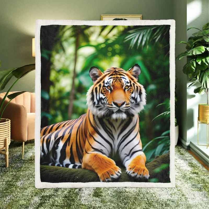 Bengal Tiger in the Jungle Sherpa Fleece Blanket