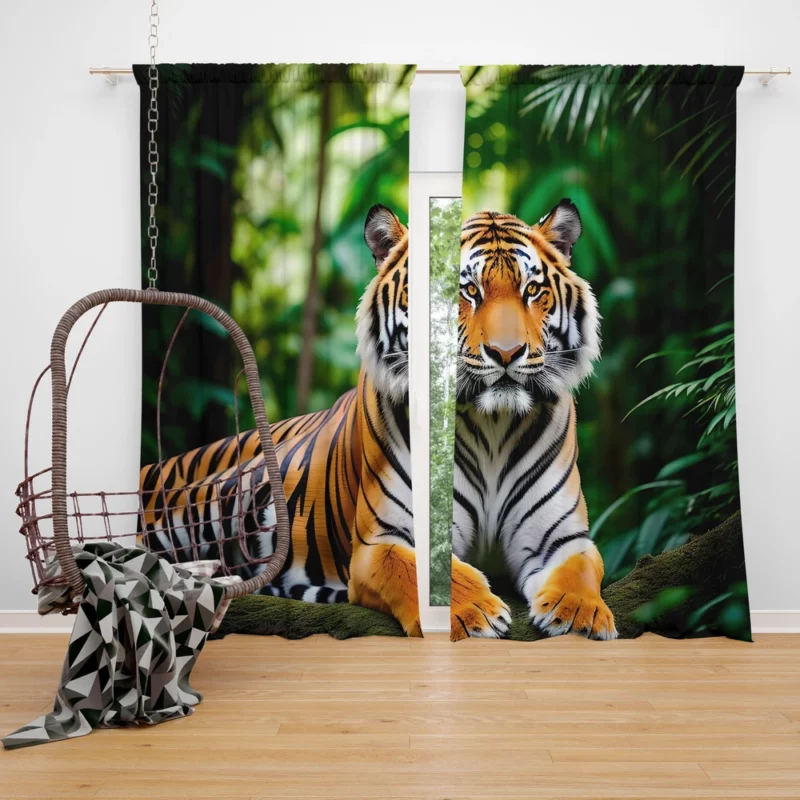 Bengal Tiger in the Jungle Window Curtain