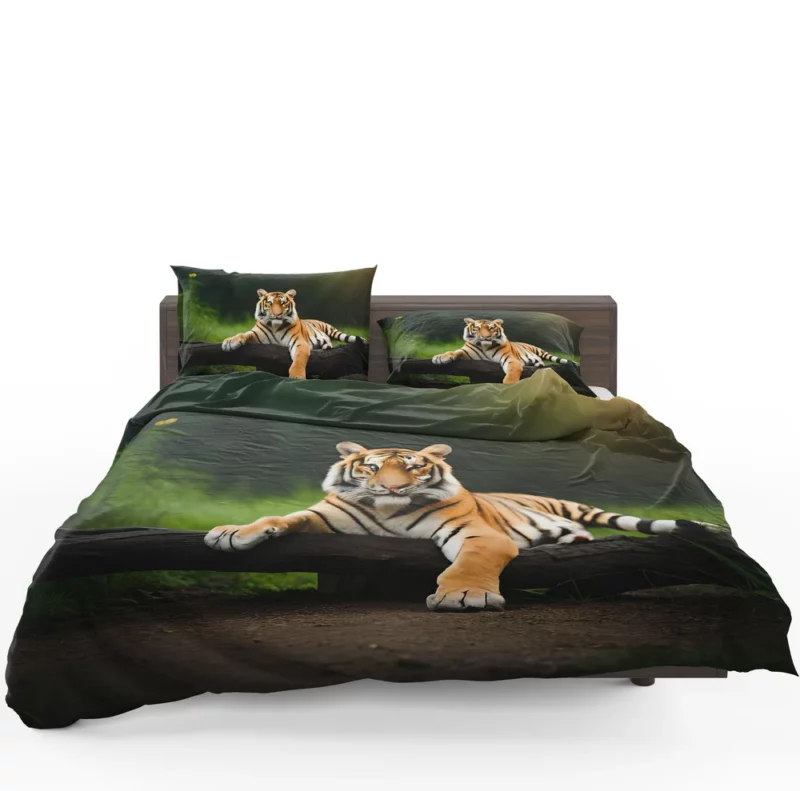 Bengal Tiger on a Log in Woods Bedding Set 1