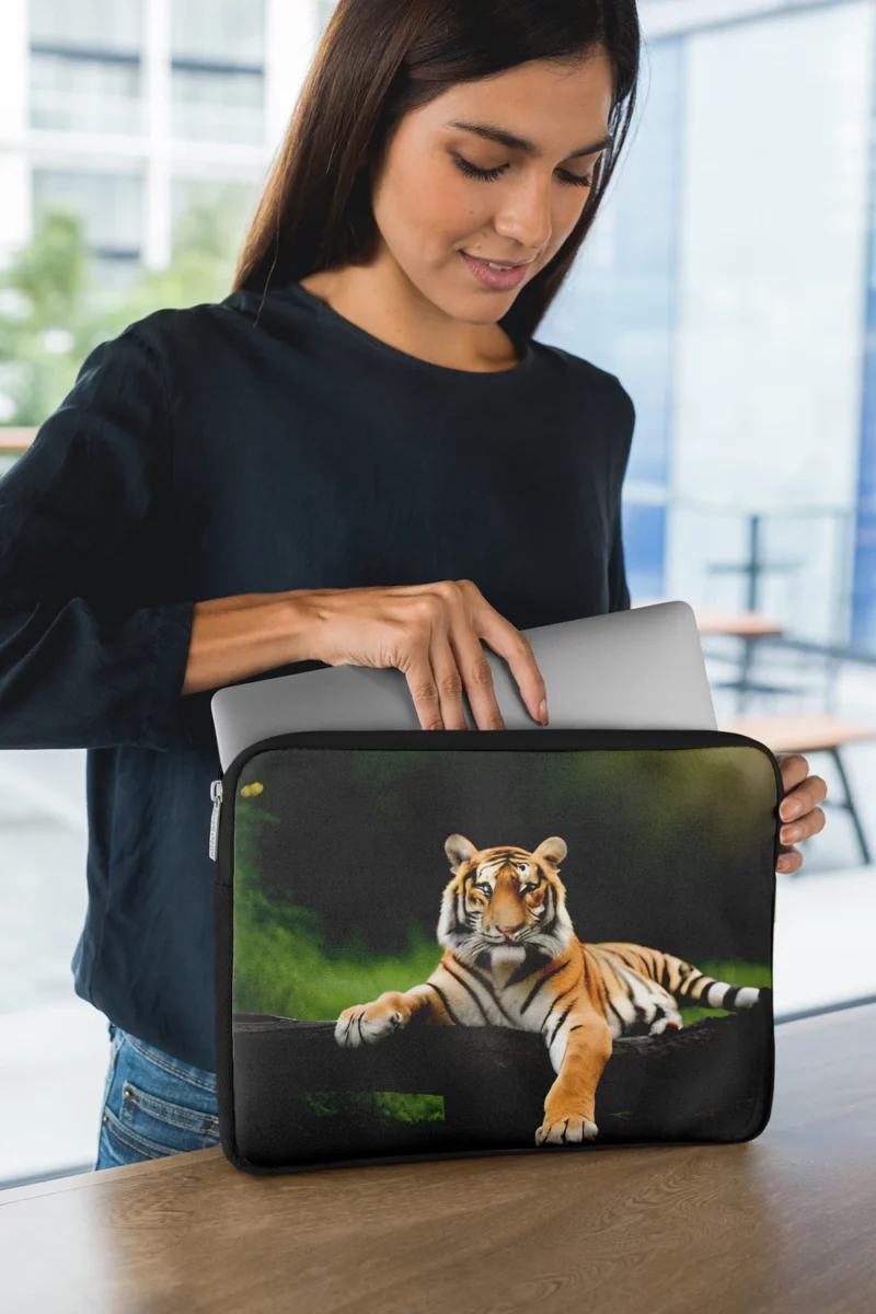 Bengal Tiger on a Log in Woods Laptop Sleeve 1
