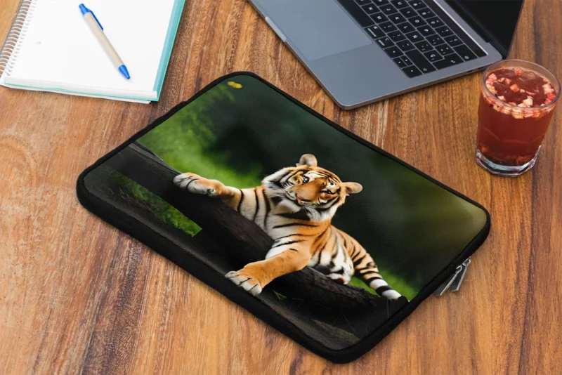 Bengal Tiger on a Log in Woods Laptop Sleeve 2