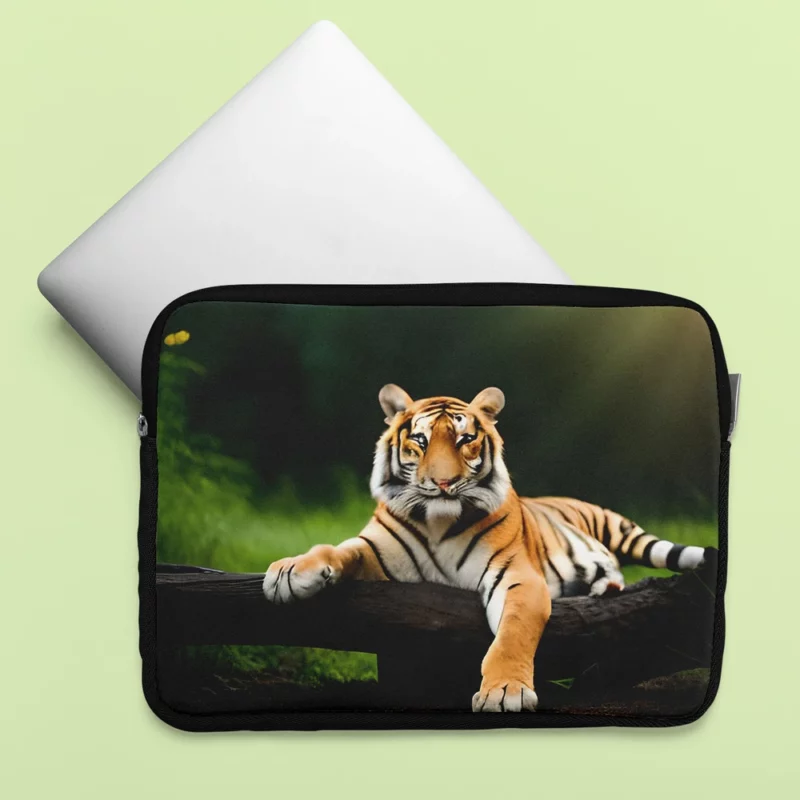 Bengal Tiger on a Log in Woods Laptop Sleeve