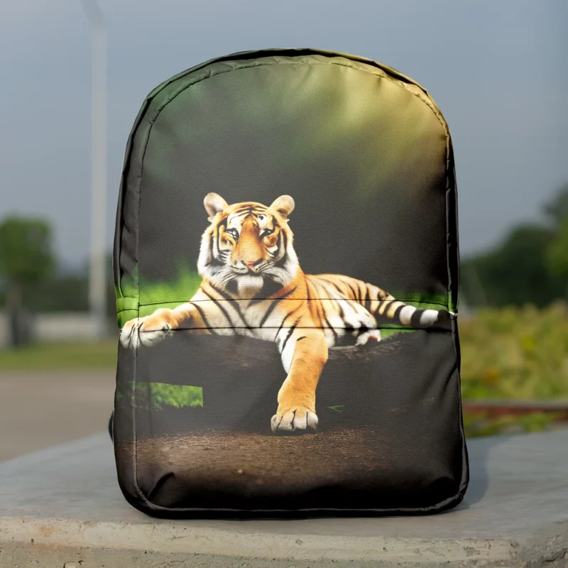 Bengal Tiger on a Log in Woods Minimalist Backpack