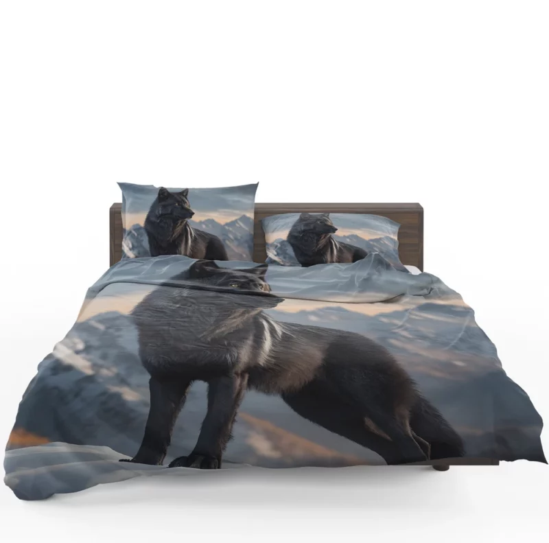 Big Black Wolf on Mountain Bedding Set 1