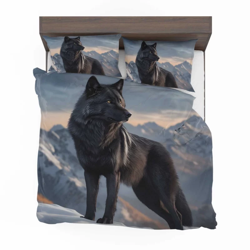 Big Black Wolf on Mountain Bedding Set 2