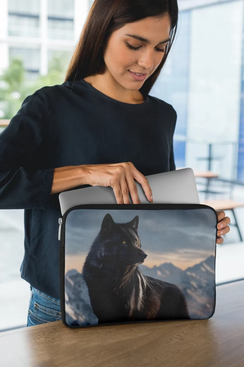 Big Black Wolf on Mountain Laptop Sleeve 1