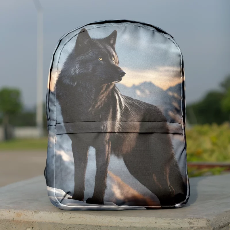 Big Black Wolf on Mountain Minimalist Backpack