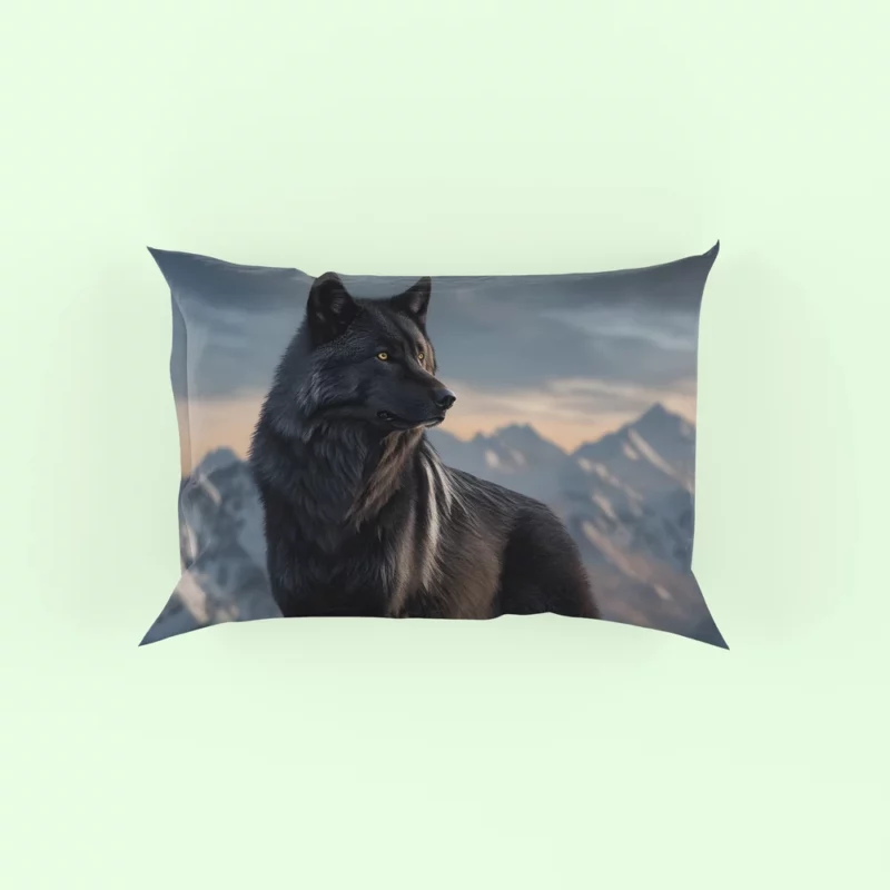 Big Black Wolf on Mountain Pillow Case